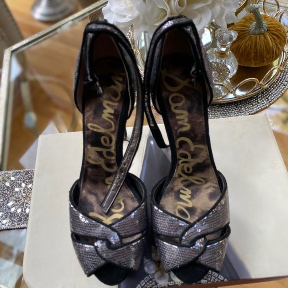 Sam Edelman Paisley Sequin Ankle-Wrap Sandal. Size 7. - Picture 9 of 10